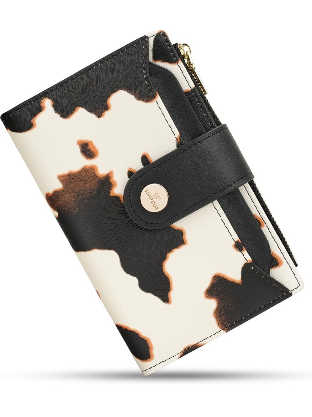 Sunpour Small Womens RFID Bifold Wallet,Compact Leather Card Holder Trifold